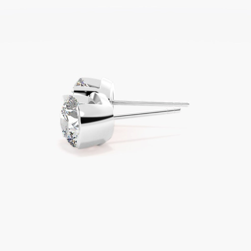 Round Cut Semi Bezel Set Moissanite Solitaire Earring