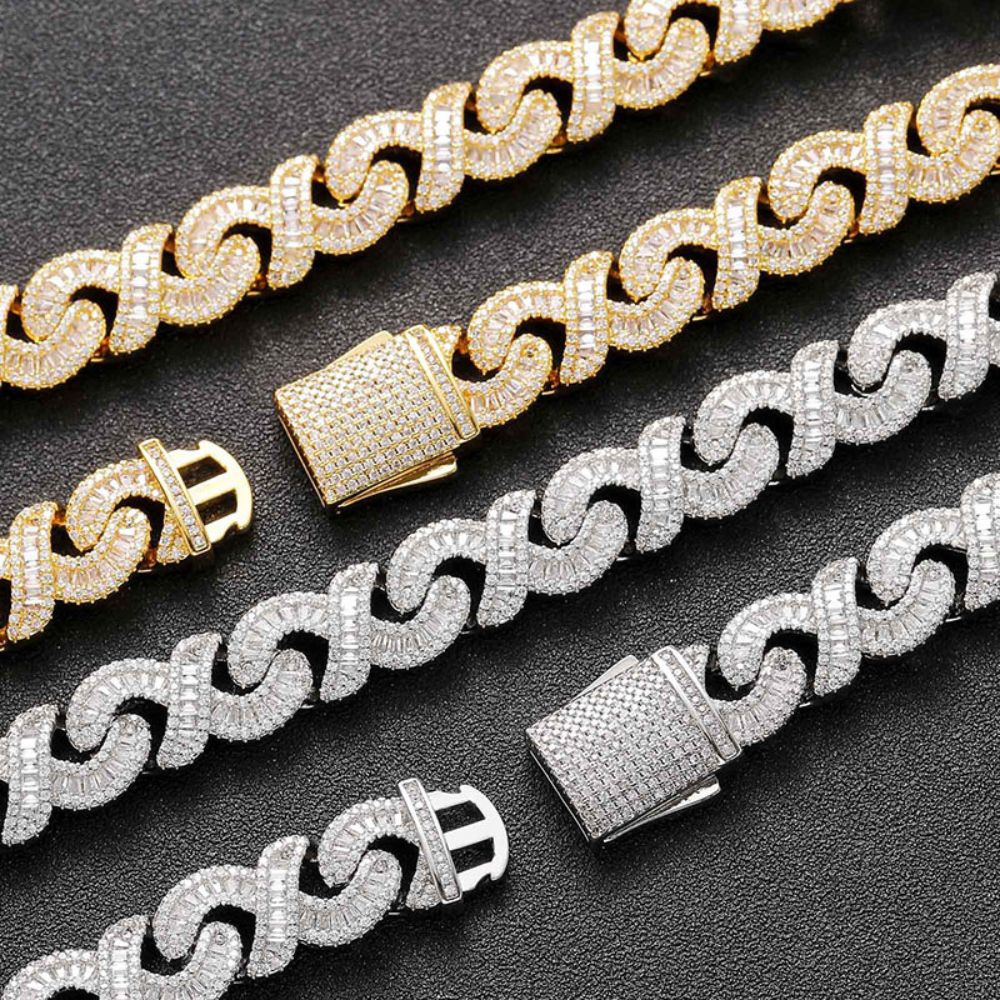 Iced Out Moissanite Infinity Link Hip Hop Chain For Men