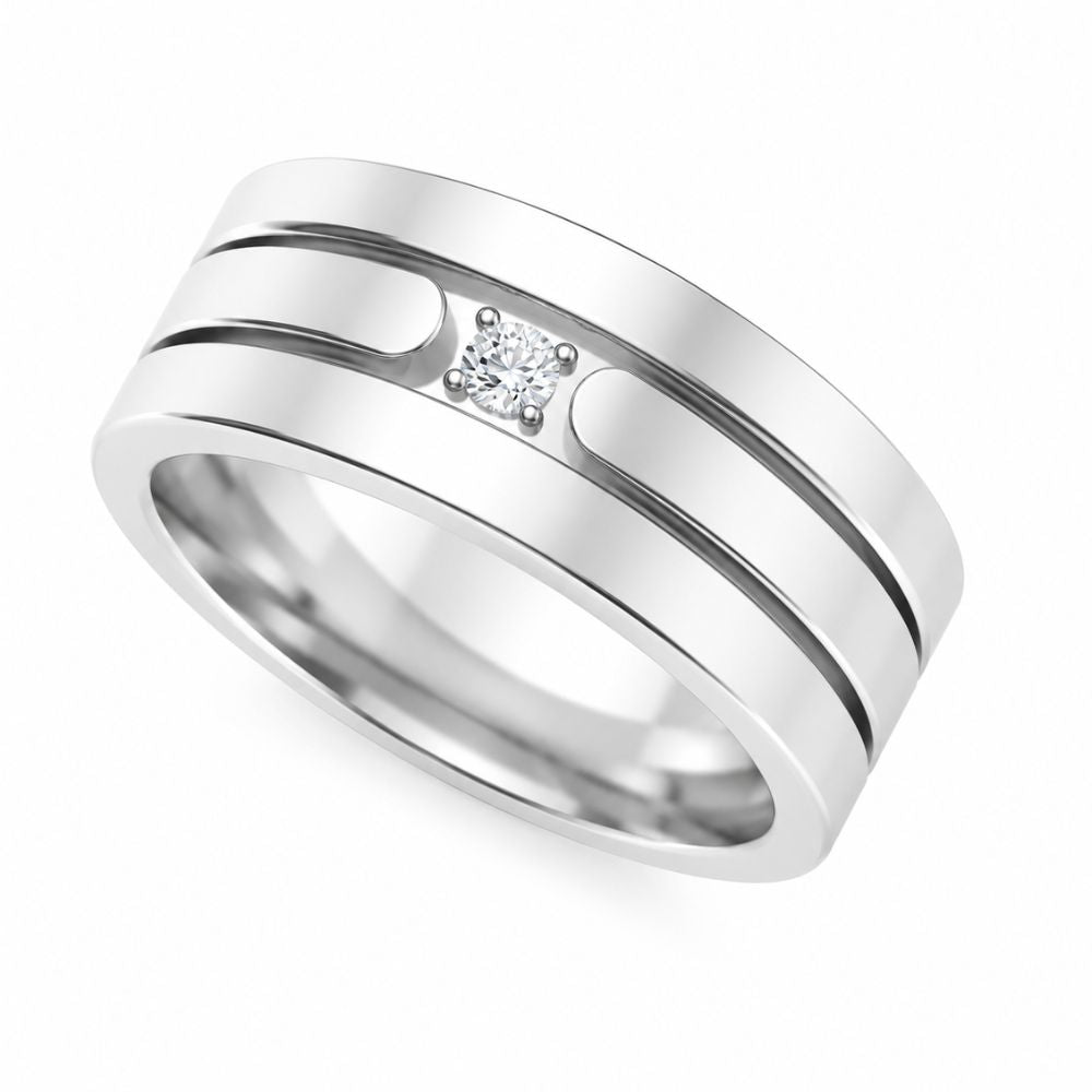 Round Cut Lab Grown Diamond Classic Wedding Band For Him