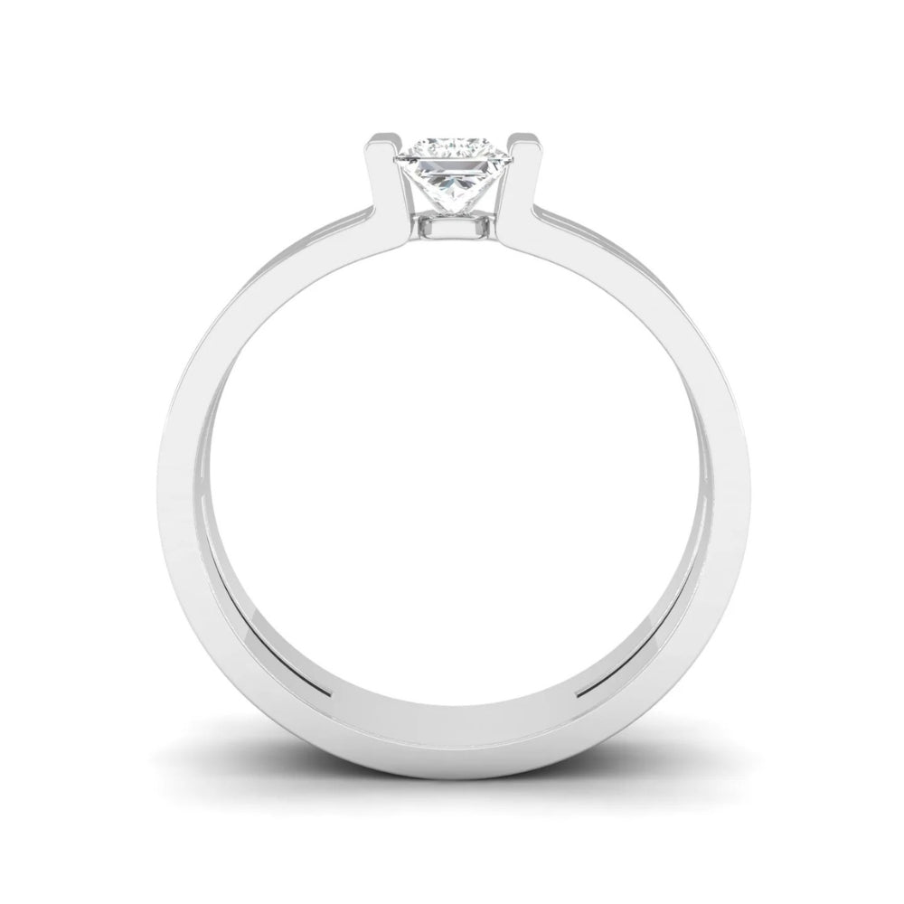 Princess Cut Lab Grown Diamond Solitaire Bar Set Engagement Ring