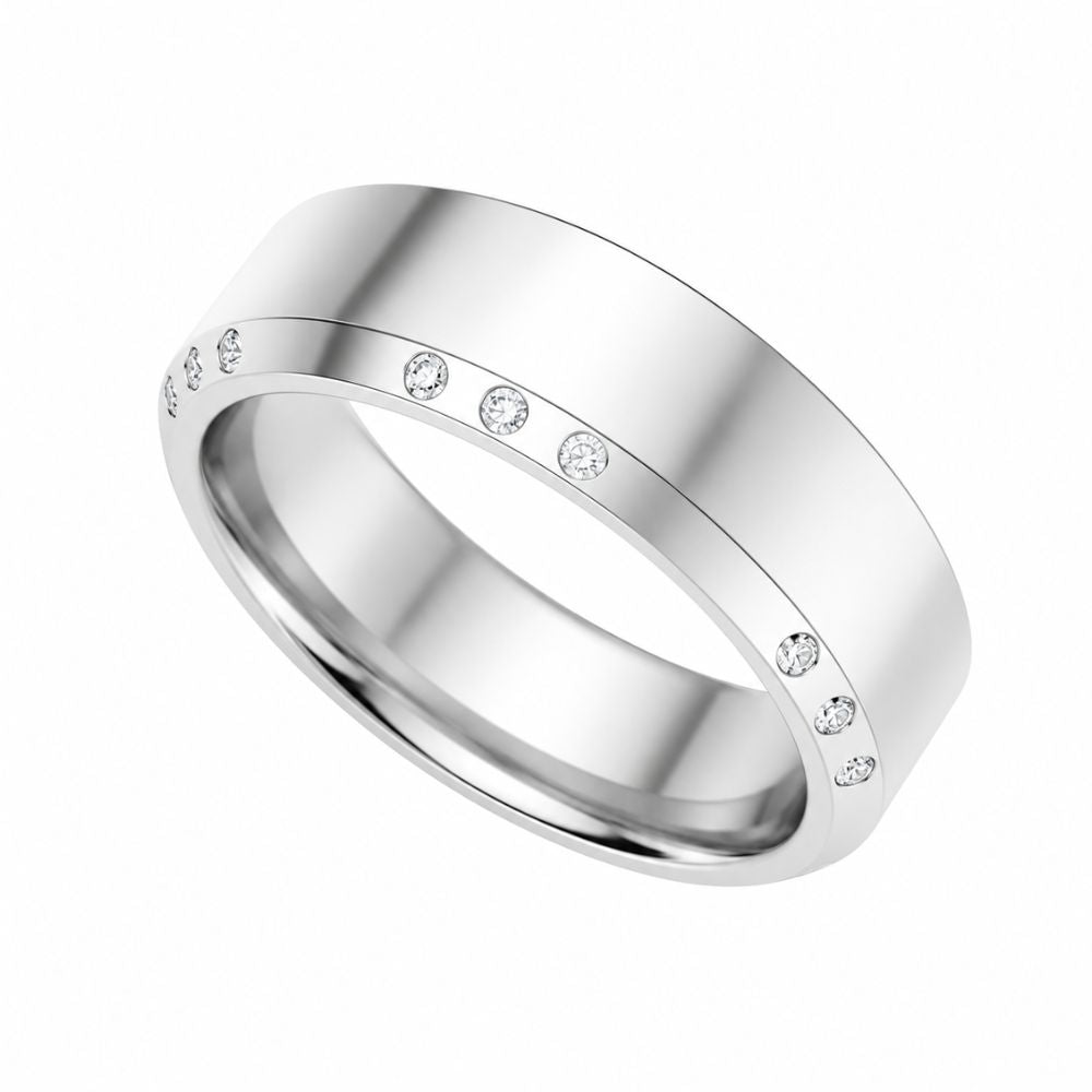Lab Grown Diamond Round Cut Flush Set Classic Men's Wedding Band