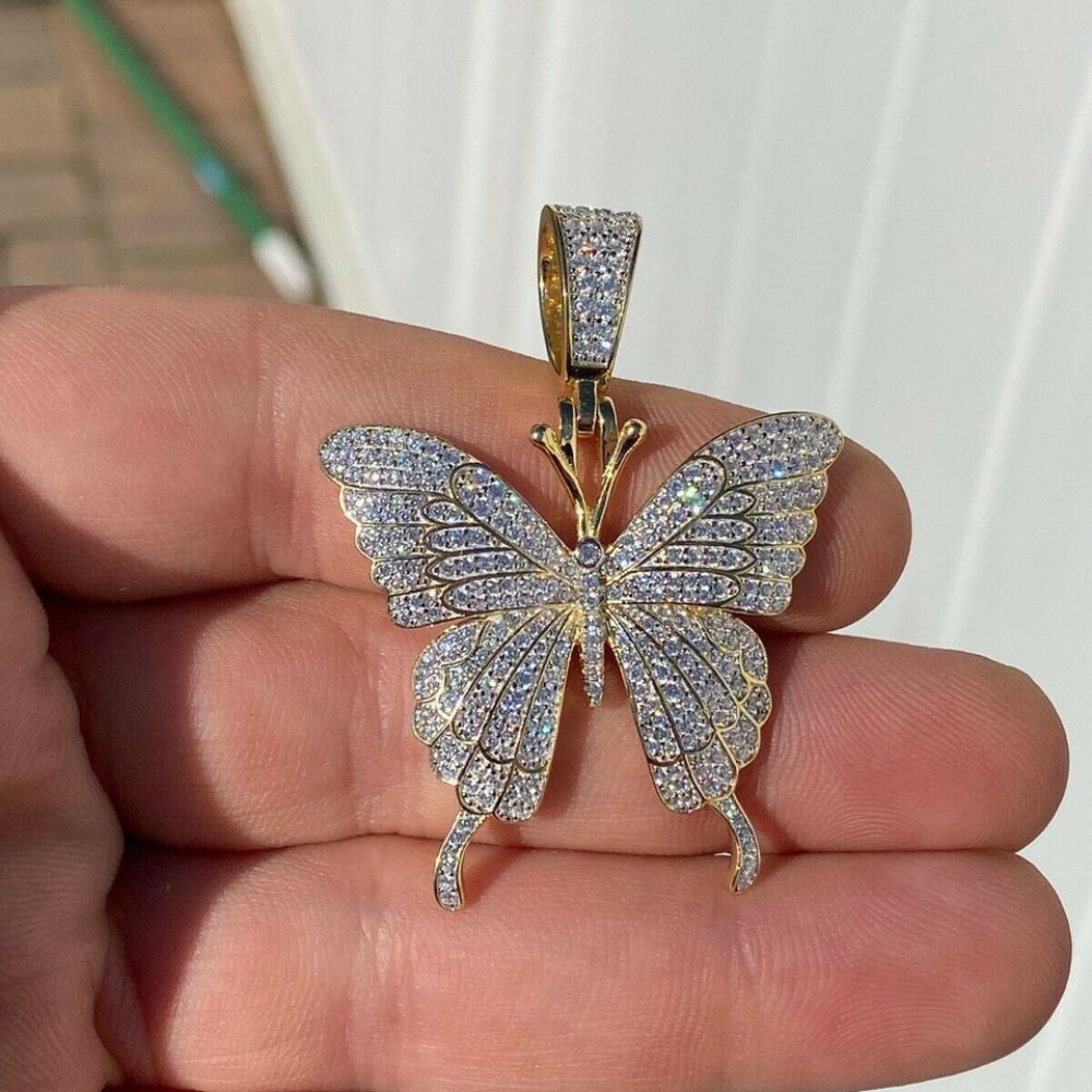 Iced Out Moissanite Diamond Butterfly Hip Hop Pendant