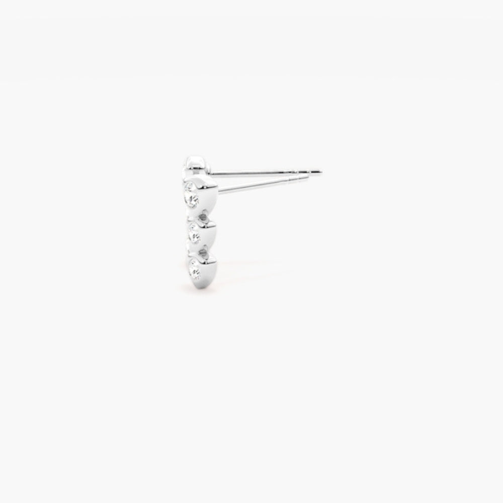 Round Cut Three Stone Moissanite Bezel Set Earring