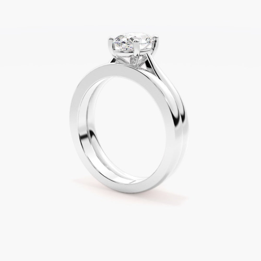 Oval Cut Moissanite Solitaire Bridal Ring Set