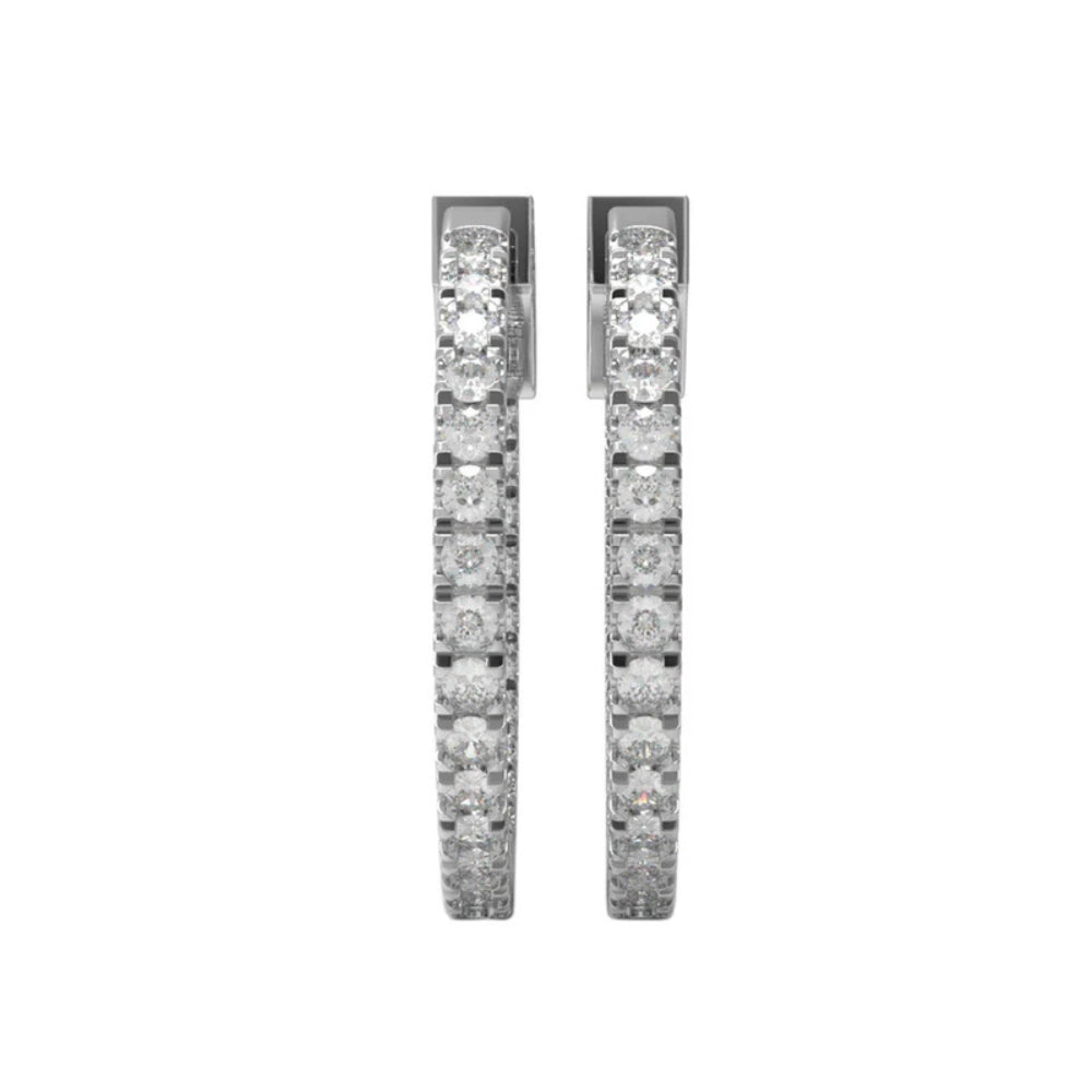 Moissanite Round Cut Pave Set Hoop Earrings