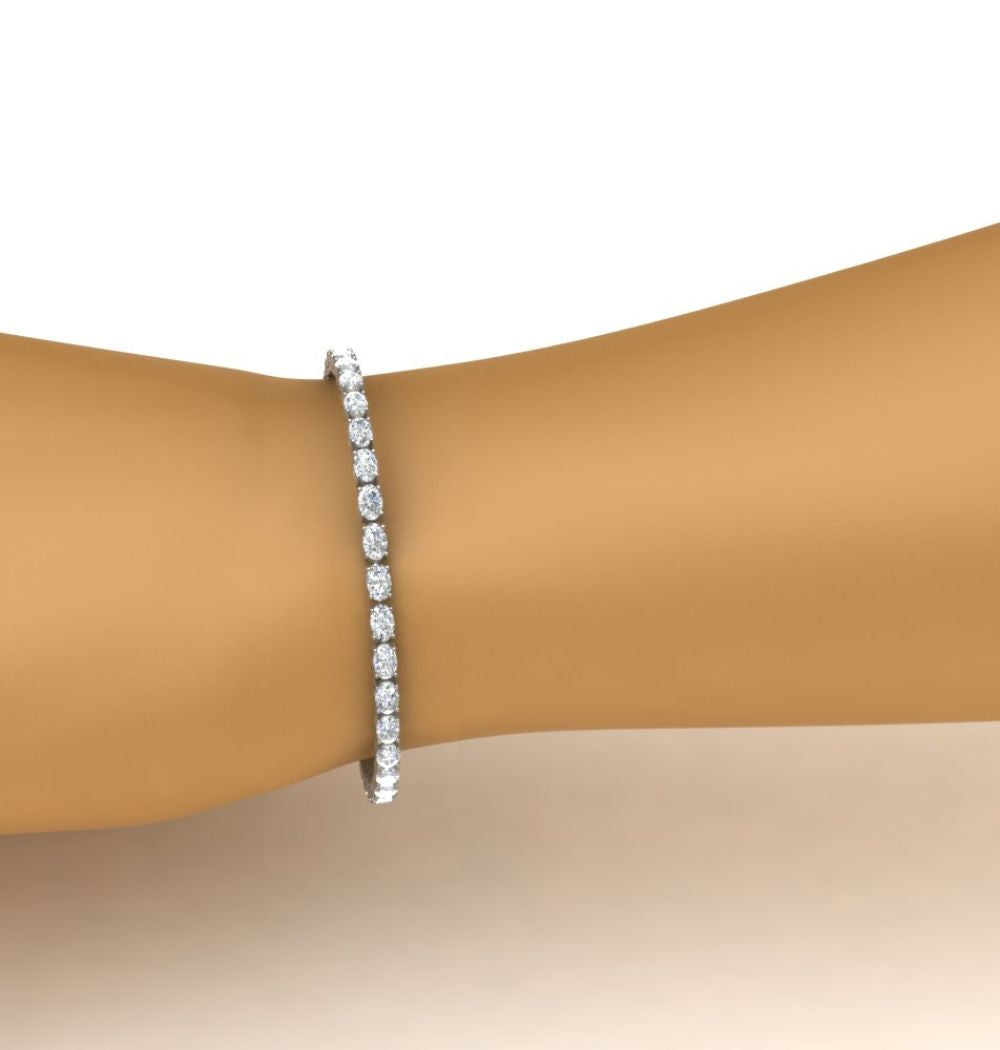 Moissanite Oval Cut Tennis Bracelet For Anniversary Gift