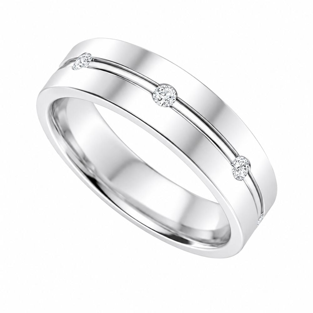 Lab Grown Diamond Round Cut Flush Set Wedding Band For Him