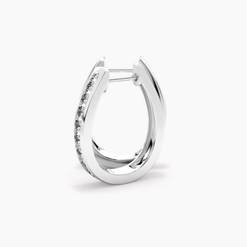 Round Cut Channel Set Moissanite Women's Hoop Earrings