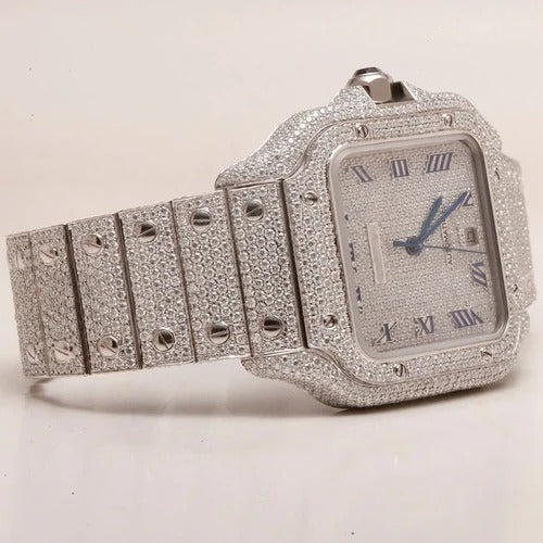 Iced Out Moissanite Diamond Cartier Men's Watch Gift for Him