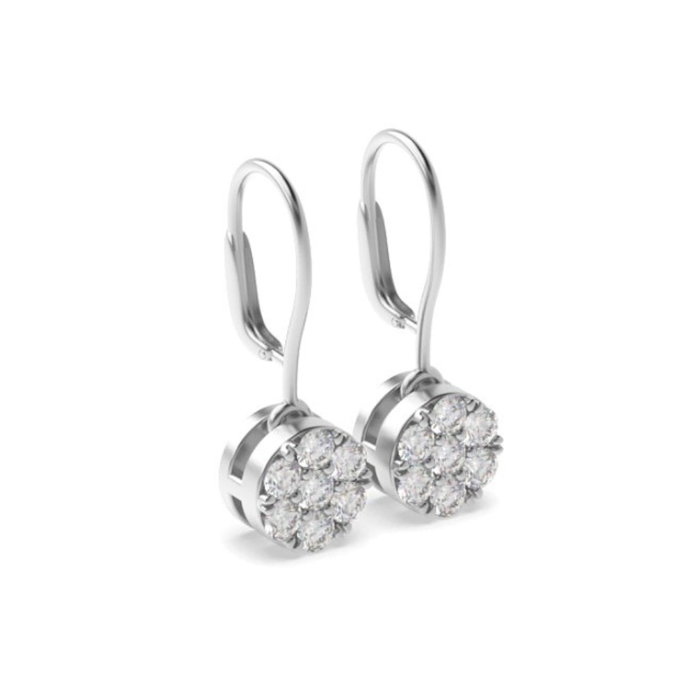 Round Brilliant Cut Moissanite Cluster Drop Earrings