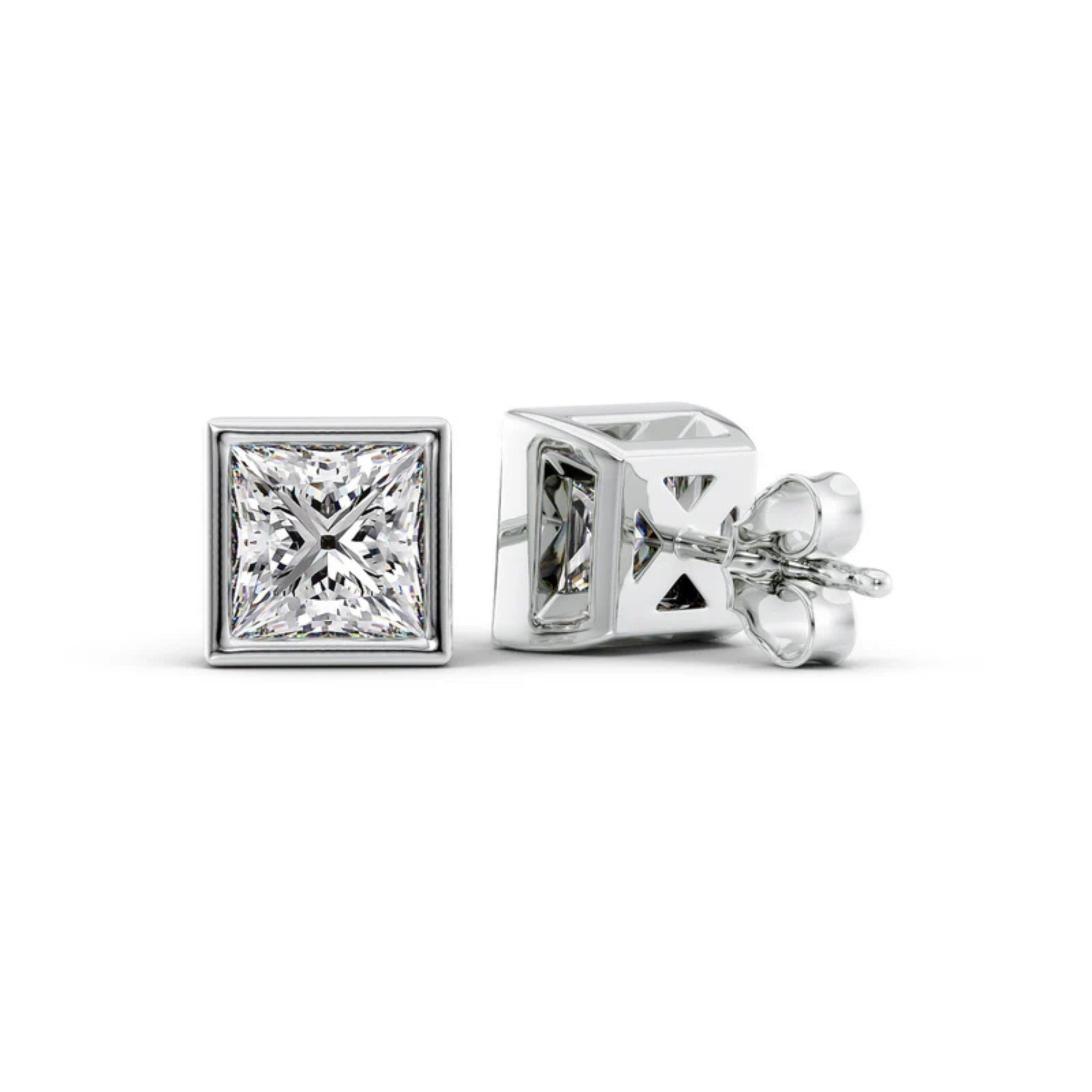 Princess Cut Moissanite Stud Earring For Women