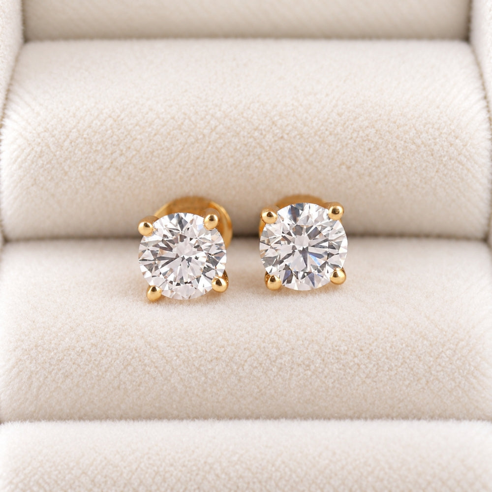 IGI Certified Lab Grown Diamond Round Cut Stud Earrings