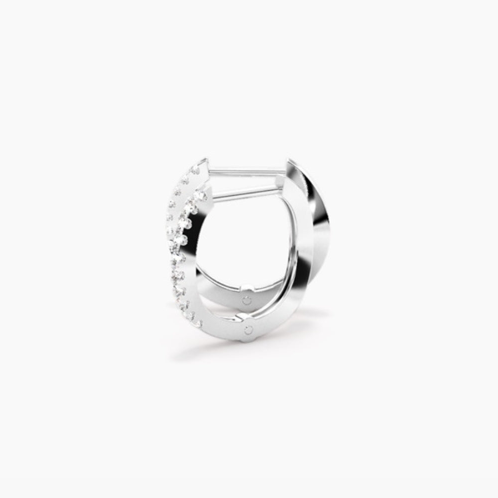 Round Cut Pave Set Moissanite Lever Back Hoop Earrings