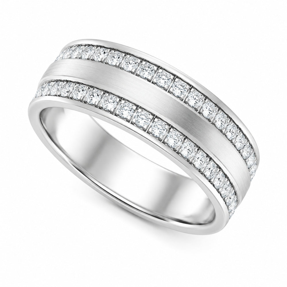 Lab Grown Diamond Round Cut Classic Pave Set Wedding Band