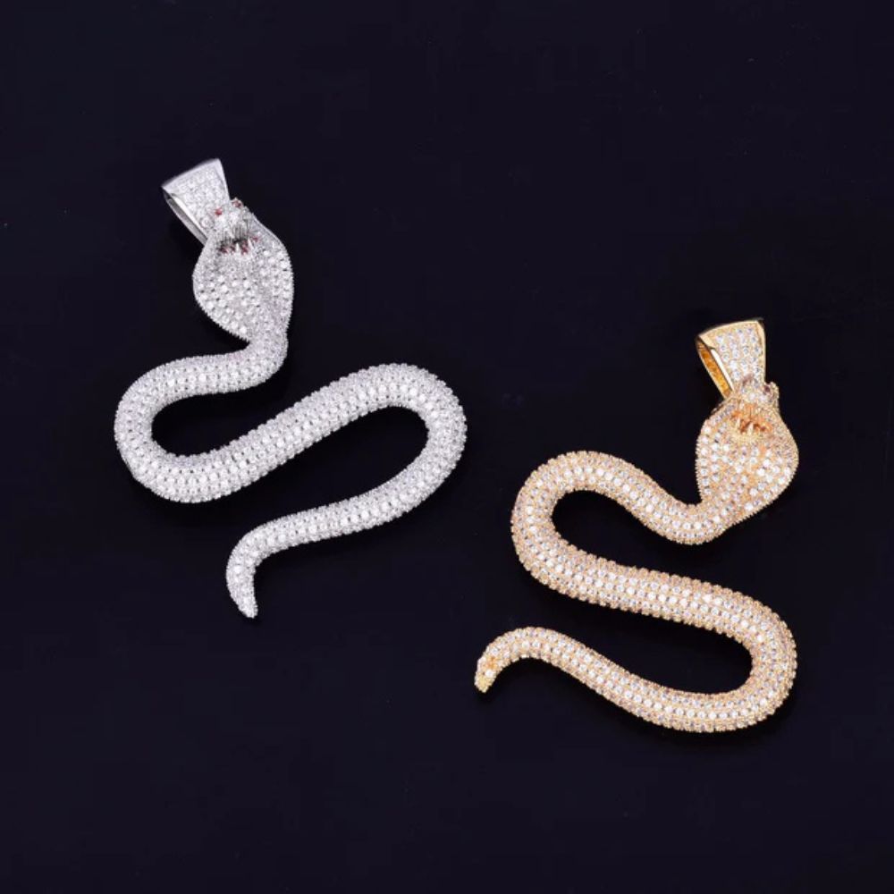 Round Cut Lab Grown Diamond Micro Pave Snake Pendant