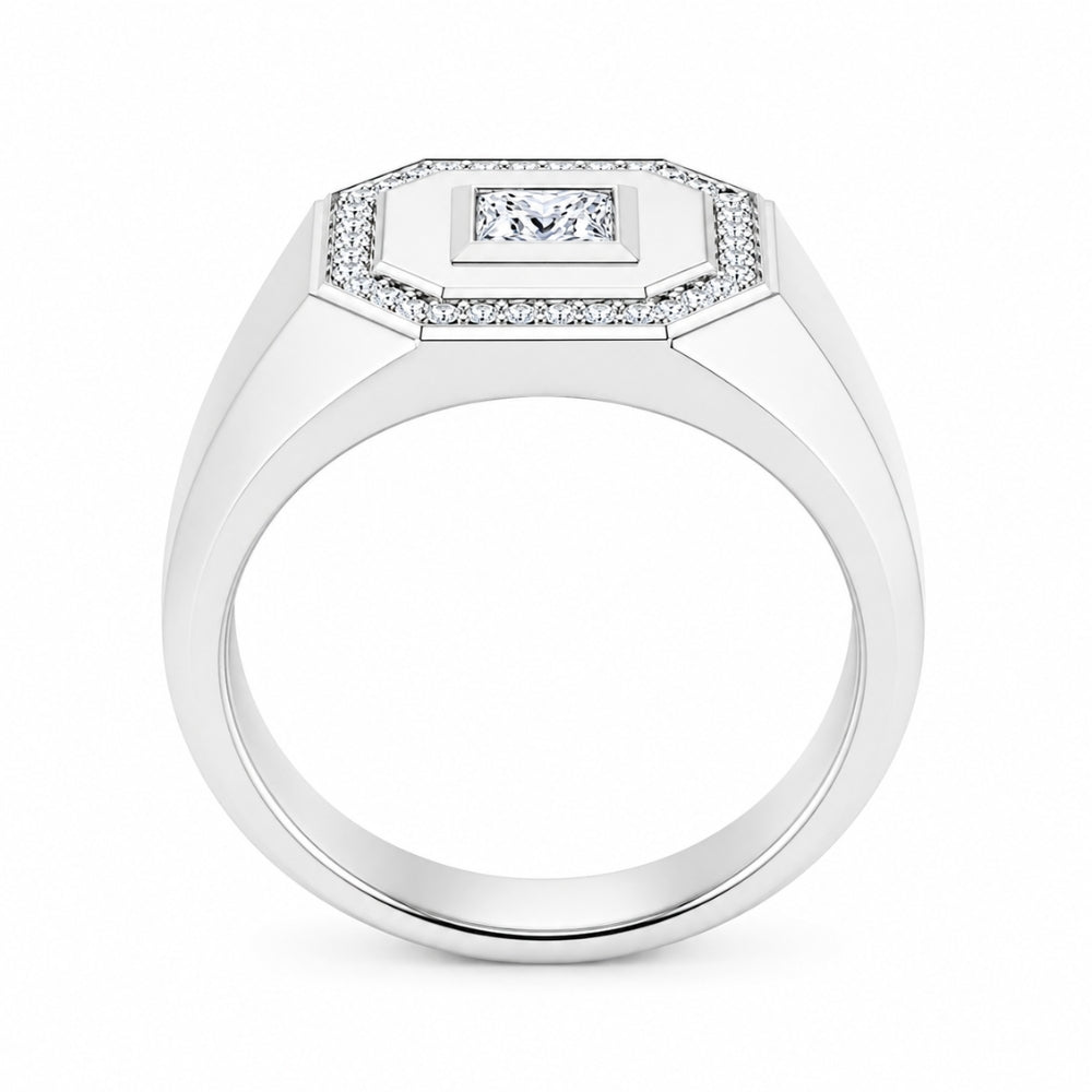 Princess Cut Bezel Set Lab Grown Diamond Engagement Ring
