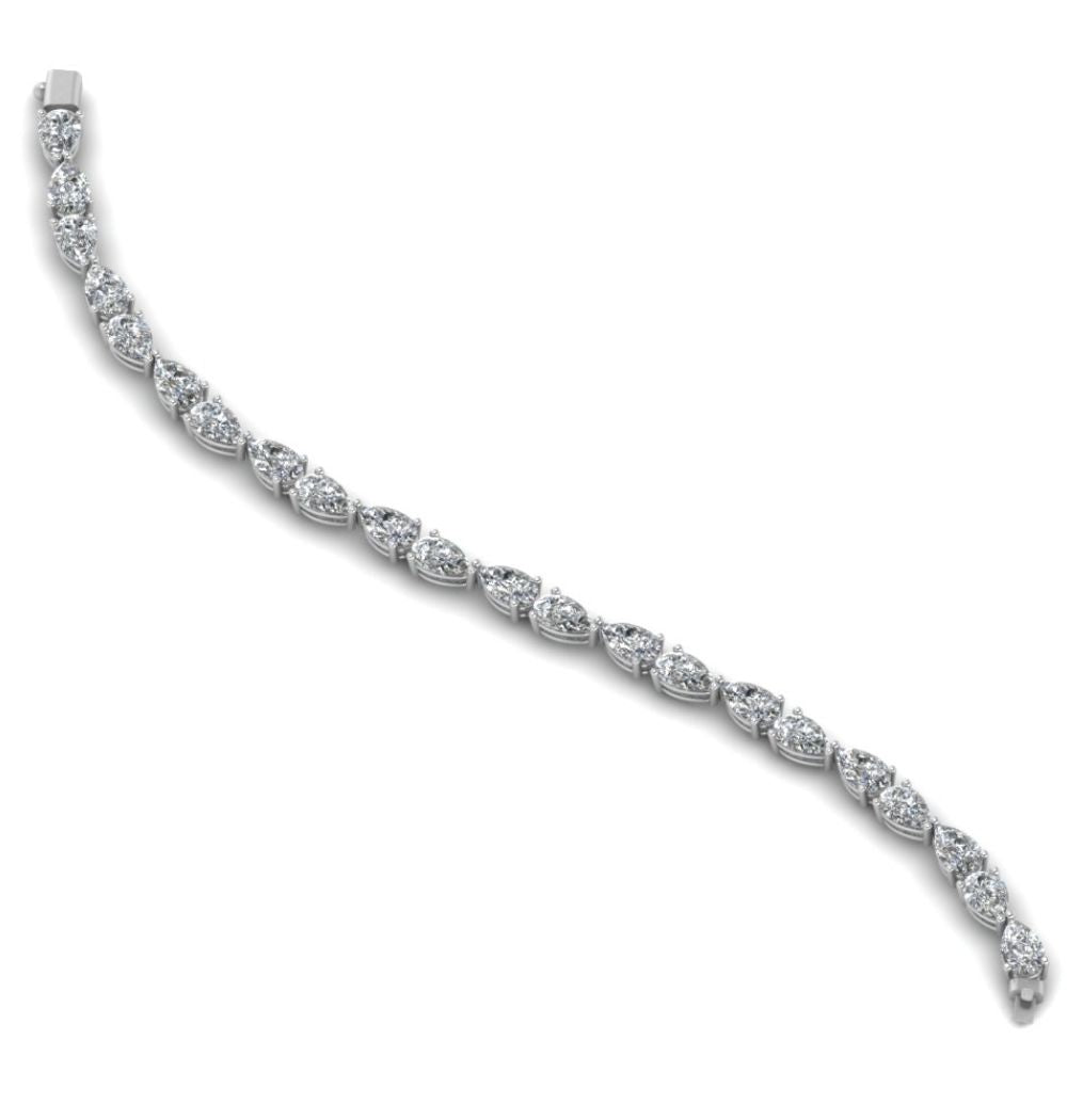Pear Cut Colorless Moissanite Classic Tennis Bracelet