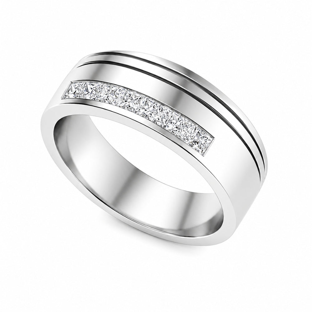 Lab Grown Diamond Princess Cut Channel Set Men's Wedding Band