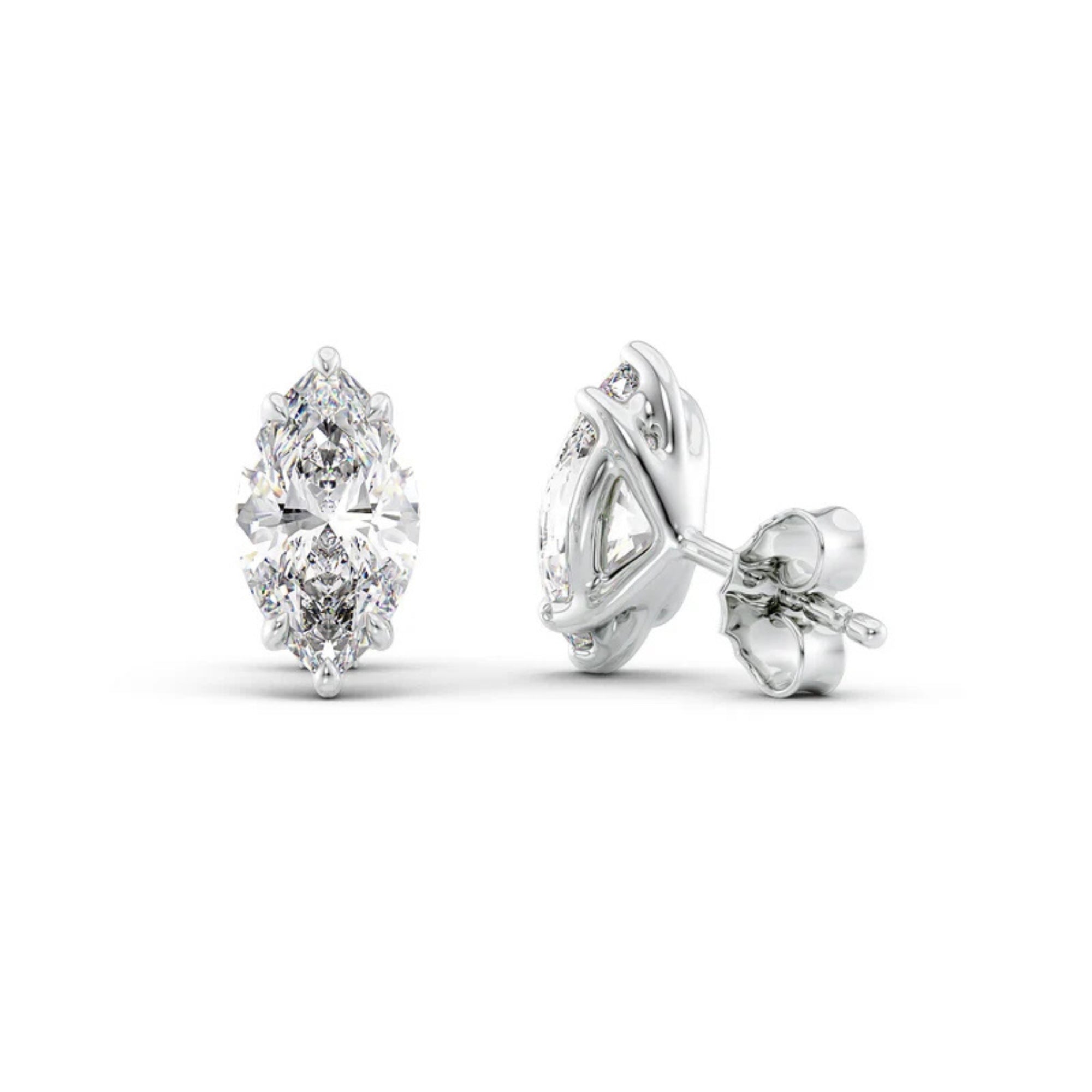 Marquise Cut Moissanite Claw Prong Solitaire Earring