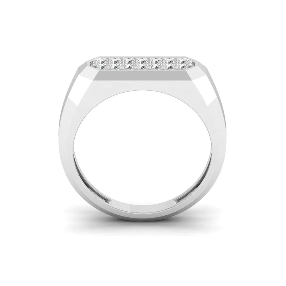 Lab Grown Diamond Round Cut Pave Set Men's Ring For Anniversary Gift