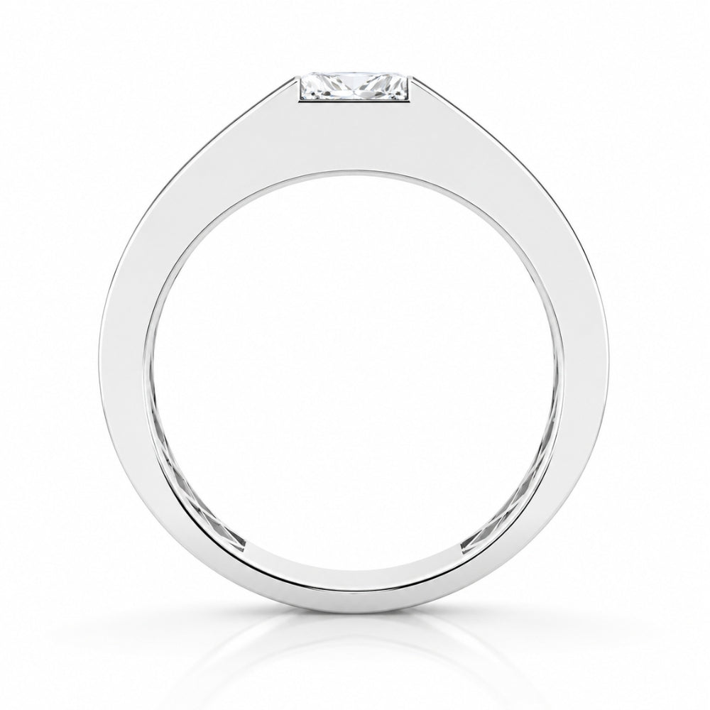 Princess Cut Solitaire Flush Set Lab Grown Diamond Engagement Ring