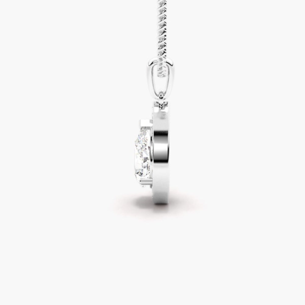 Pear Cut Moissanite Halo Style Pendant