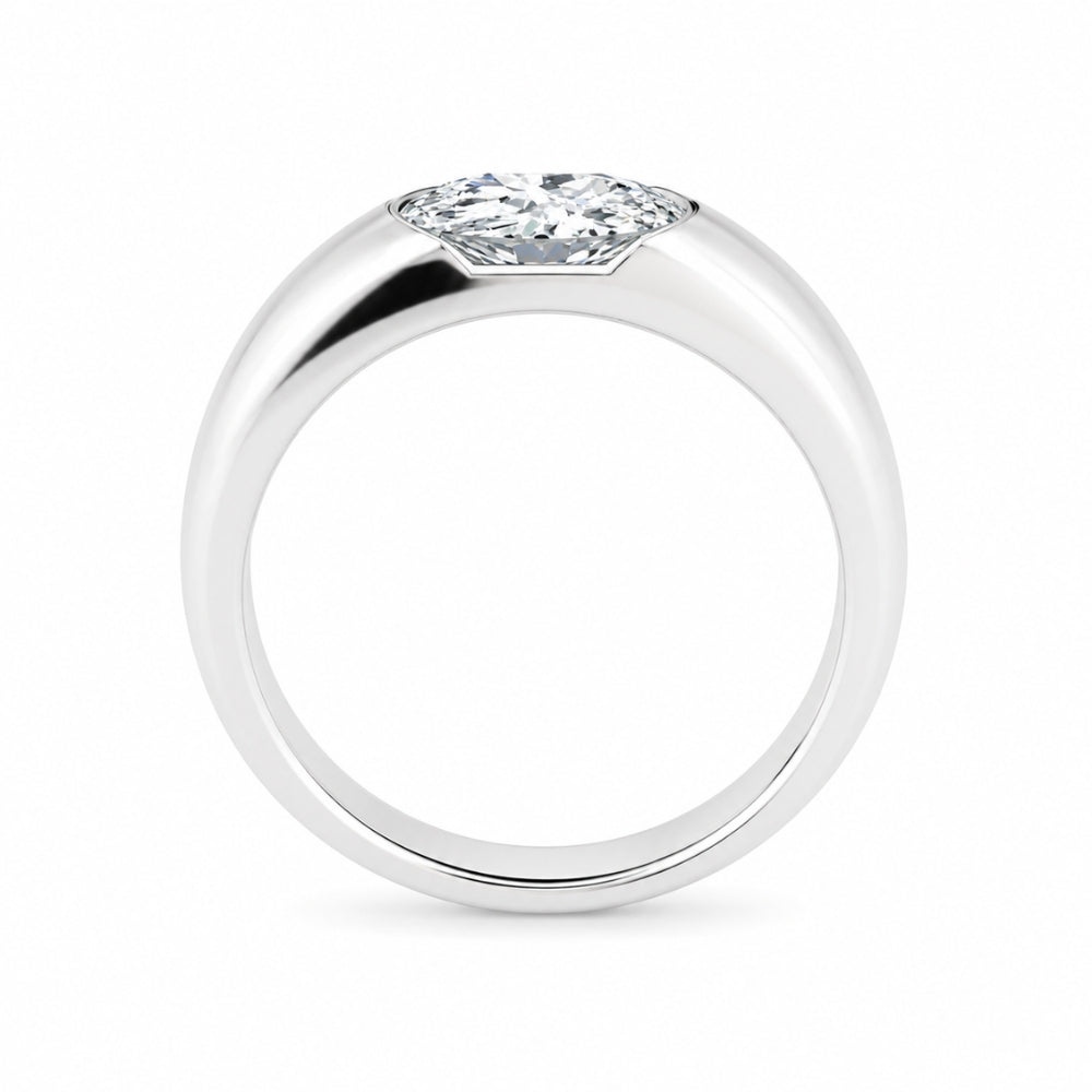 Oval Cut Lab Grown Diamond Solitaire Bezel Set Engagement Ring