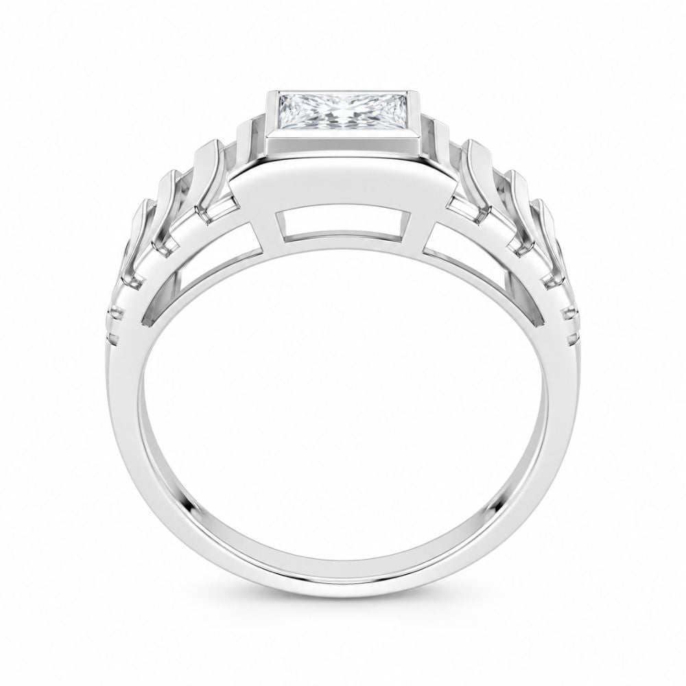 Princess Cut Solitaire Lab Grown Diamond Bezel Set Engagement Ring