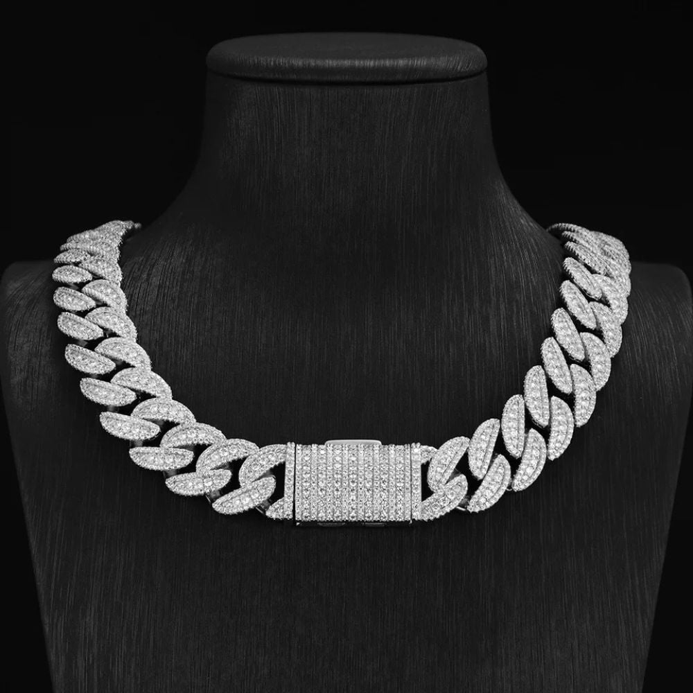 Lab Grown Diamond Round & Baguette Cut Iced Out Chain For Men