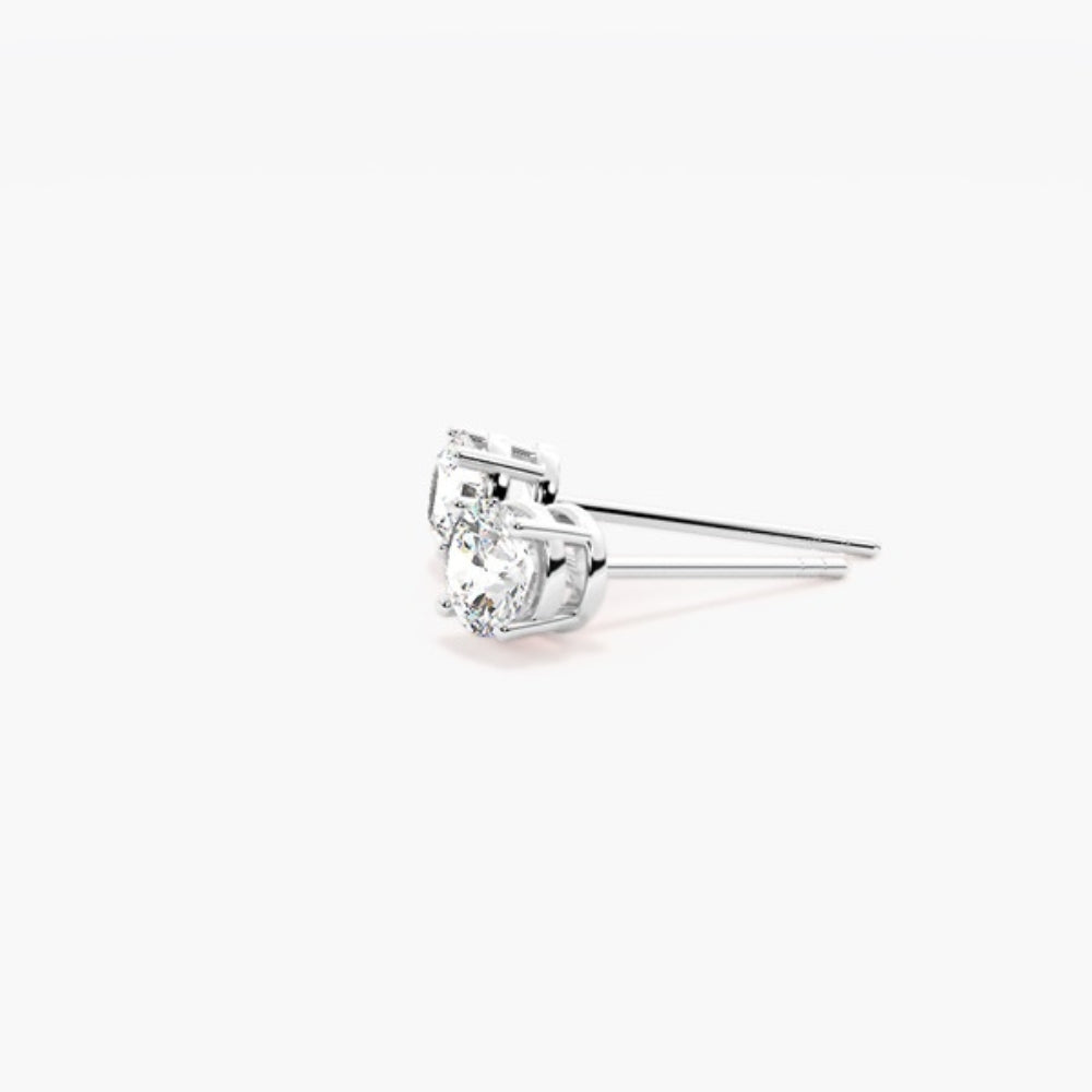Round Cut Moissanite Basket Prong Solitaire Earring
