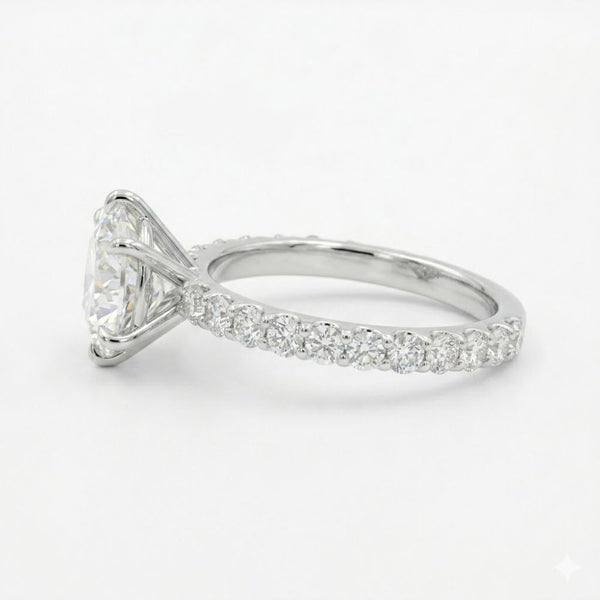 Round Cut Pave Set Lab Grown Diamond Engagement Ring