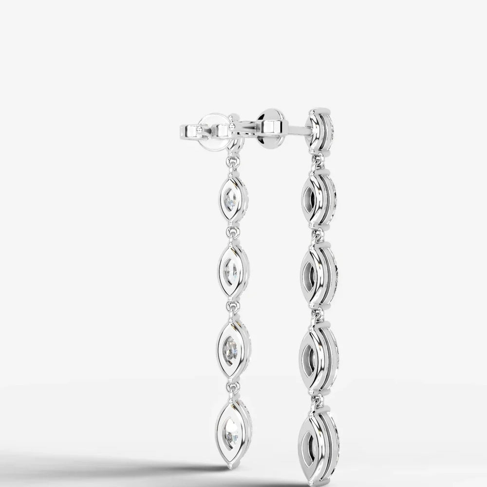 Marquise Cut Five Stone Moissanite Drop Dangle Earrings