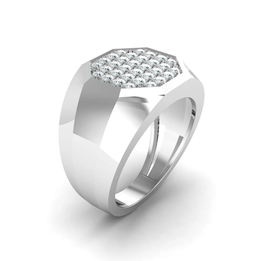 Round Cut Pave Set Lab Grown Diamond Men's Engagement Ring