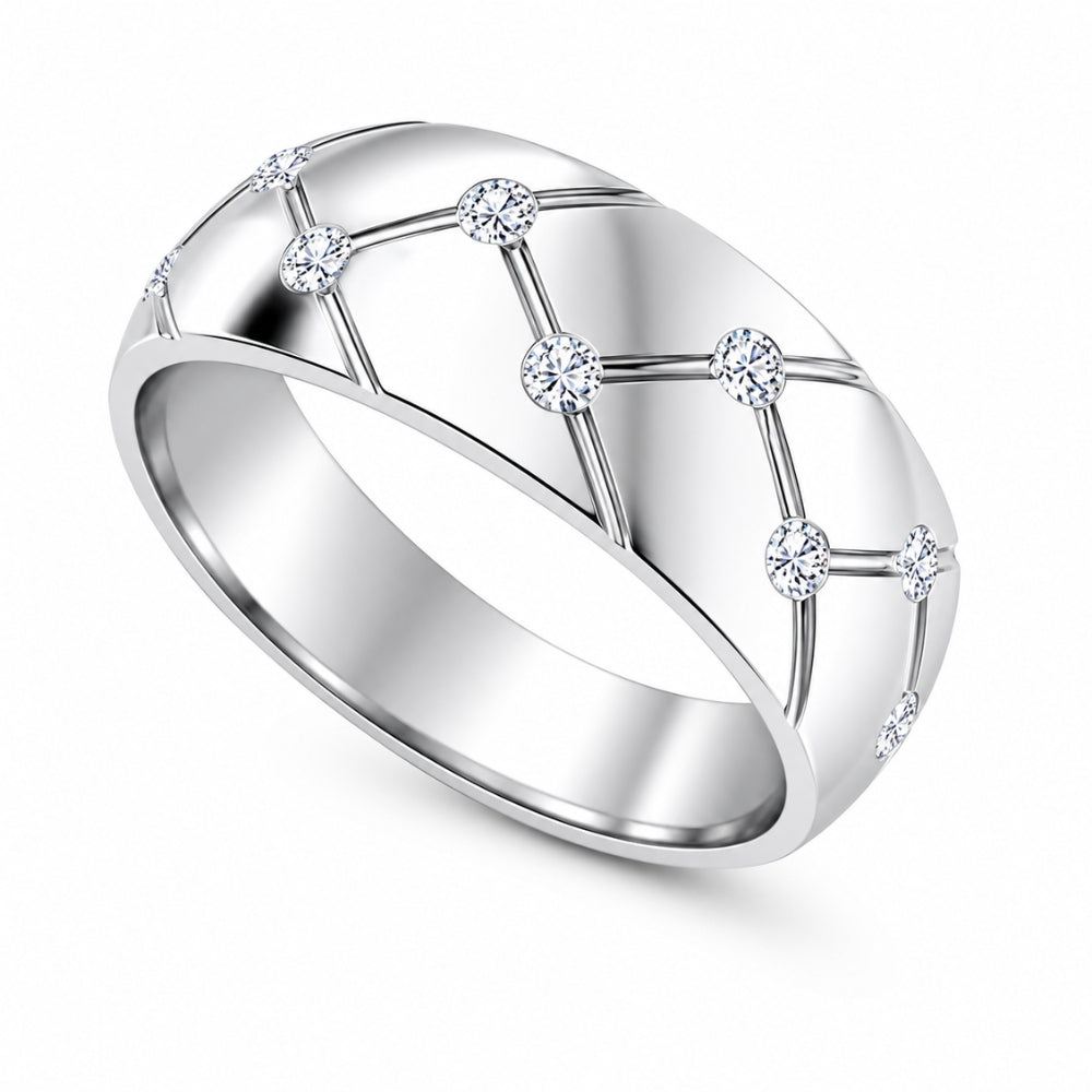 Round Cut Lab Grown Diamond Flush Set Wedding Band For Men
