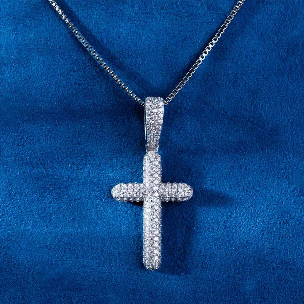 Moissanite Iced Out Unisex Cross Pendant