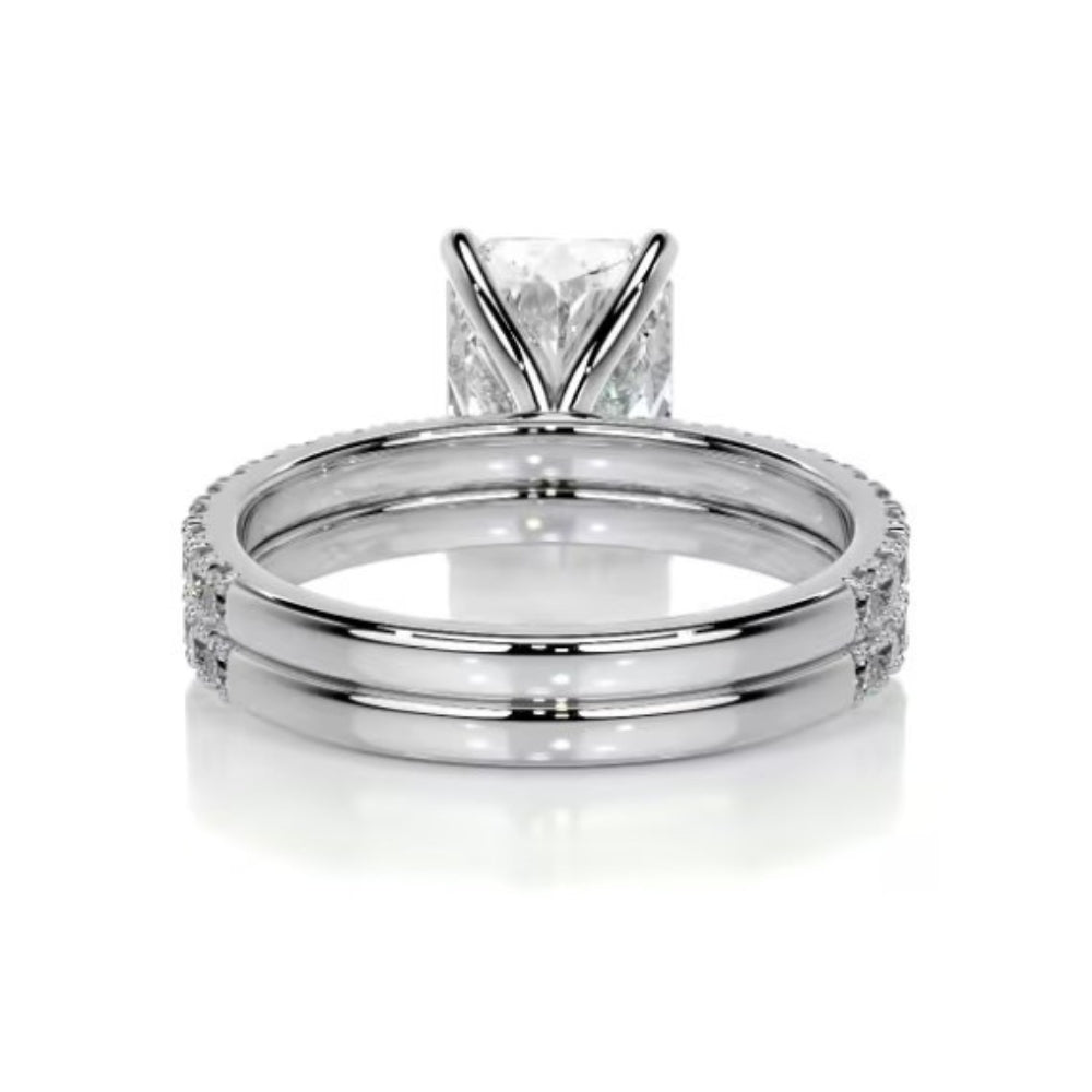 Radiant Cut Pave Set VVS1 Moissanite Pave Set Ring Set For Bridle