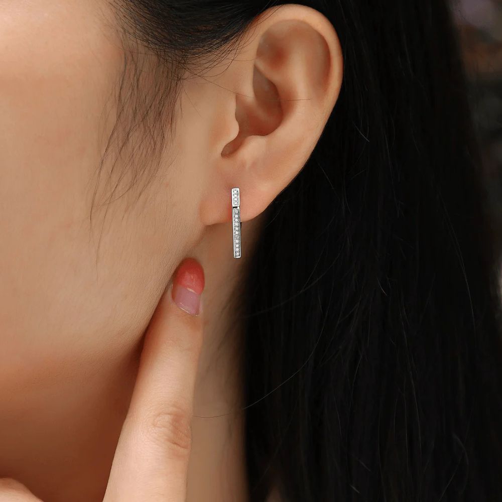 Moissanite Round Cut Unique Hoop Earrings