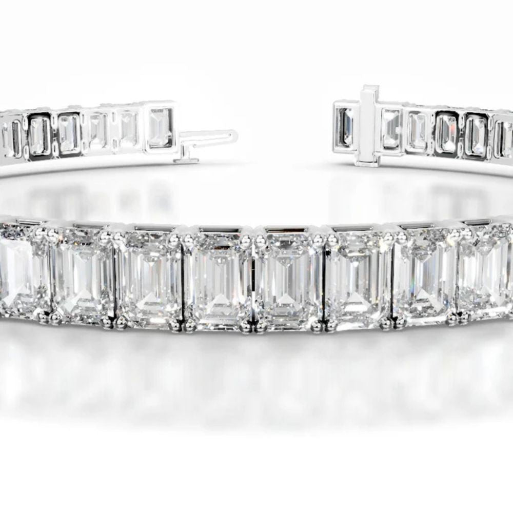 Emerald Cut Moissanite Tennis Bracelet For Women