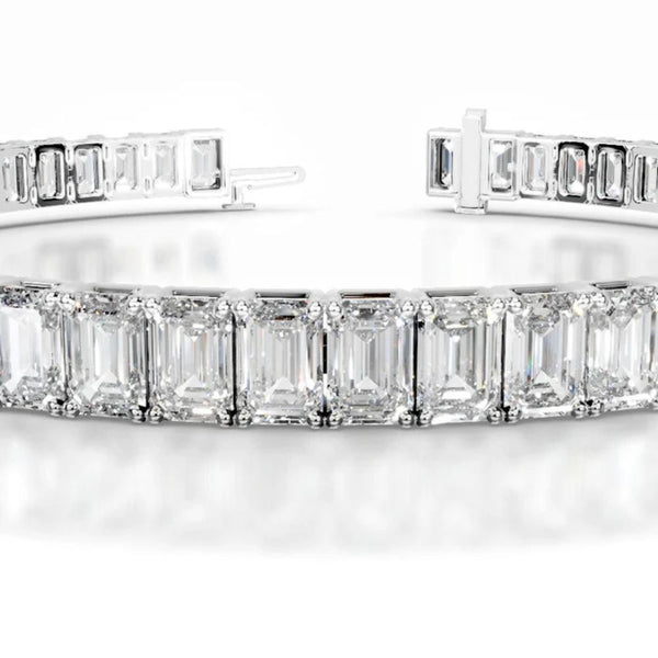 Emerald Cut Moissanite Tennis Bracelet For Women