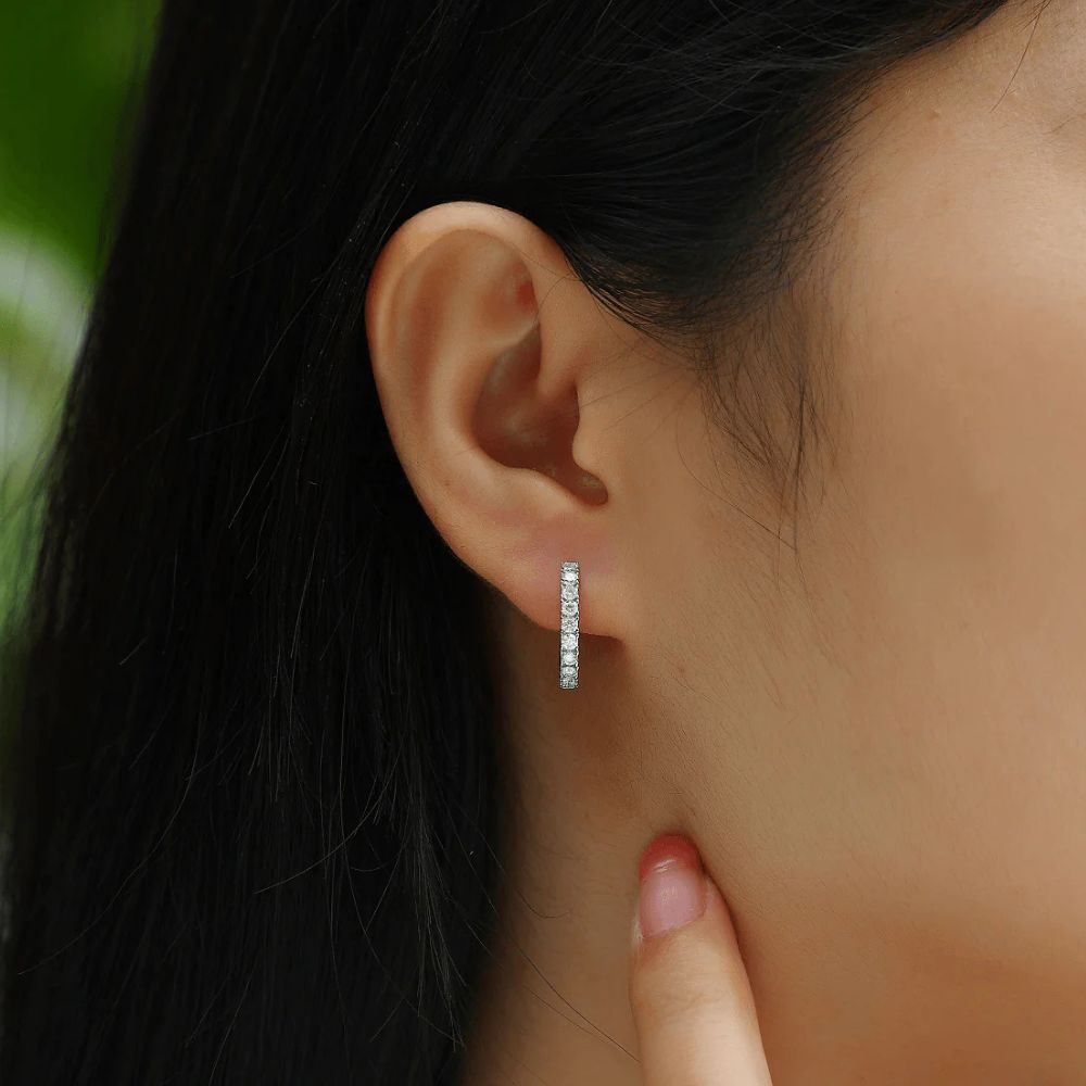 Colorless Moissanite Round Cut Hoop Earrings For Her