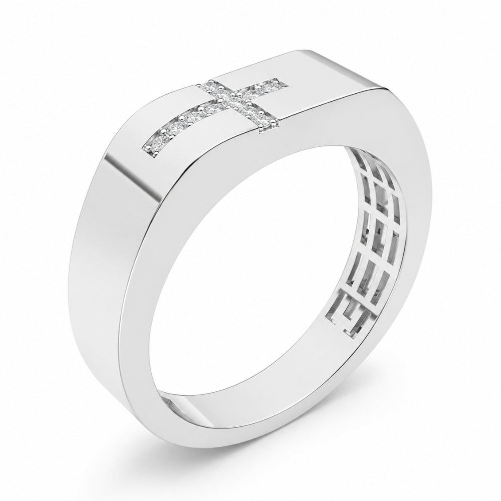 Round Cut Pave Set Lab Grown Diamond Men's Engagement Ring