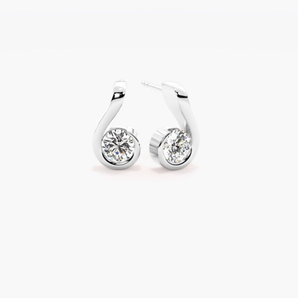 Colorless Moissanite Round Cut Solitaire Earring
