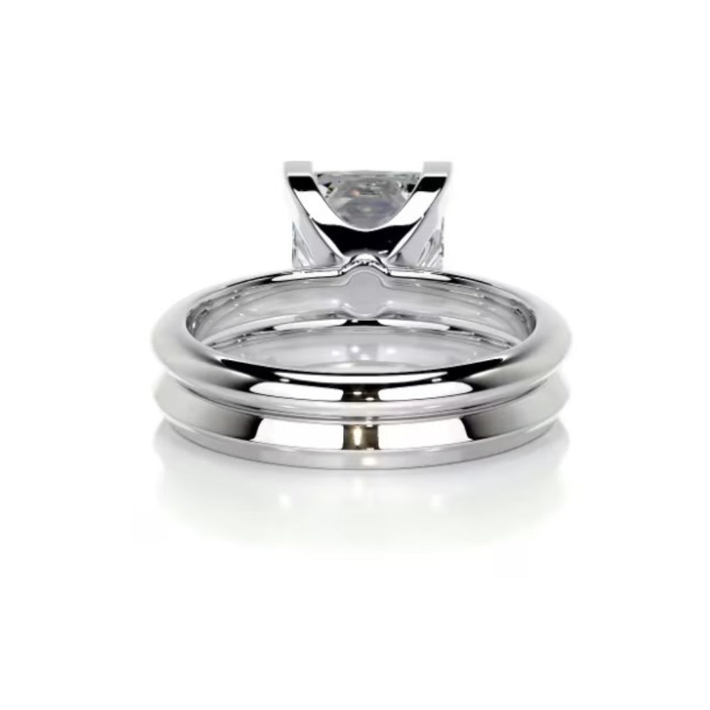 Princess Cut Moissanite Solitaire Wedding Ring Set