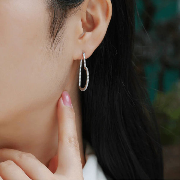 Colorless Moissanite Round Cut Classic Hoop Earrings