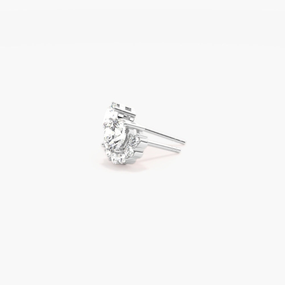 Round Cut Moissanite Half Halo Women Earring