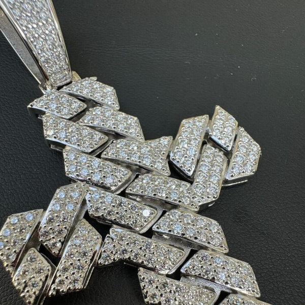 Moissanite Iced Out Cuban Link Cross Hip Hop Pendant
