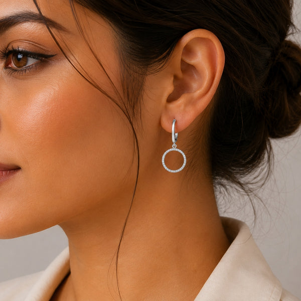 Round Cut Colorless Moissanite Drop Dangle Earrings For Anniversary Gift