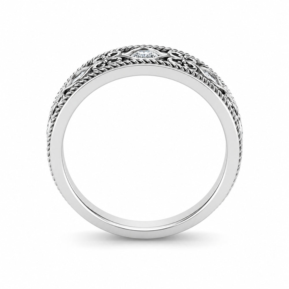 Lab Grown Diamond Round Cut Vintage Style Wedding Band