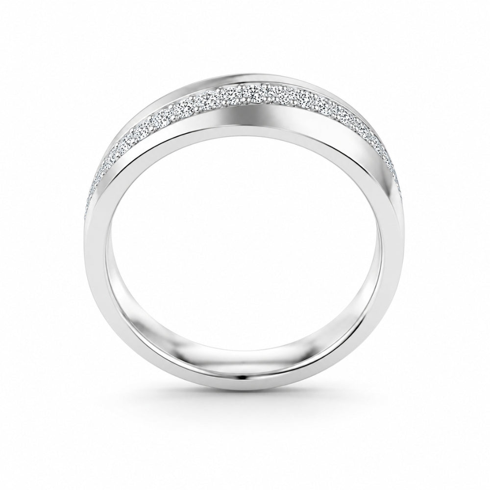 Pave Set Round Cut Lab Grown Diamond Classic Wedding Band
