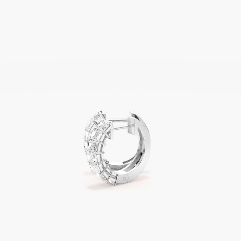 Emerald Cut Inside Out Moissanite Hoop Earring
